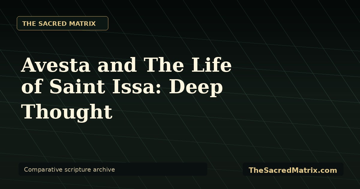 Avesta and The Life of Saint Issa: Deep Thought share image with The Sacred Matrix watermark.