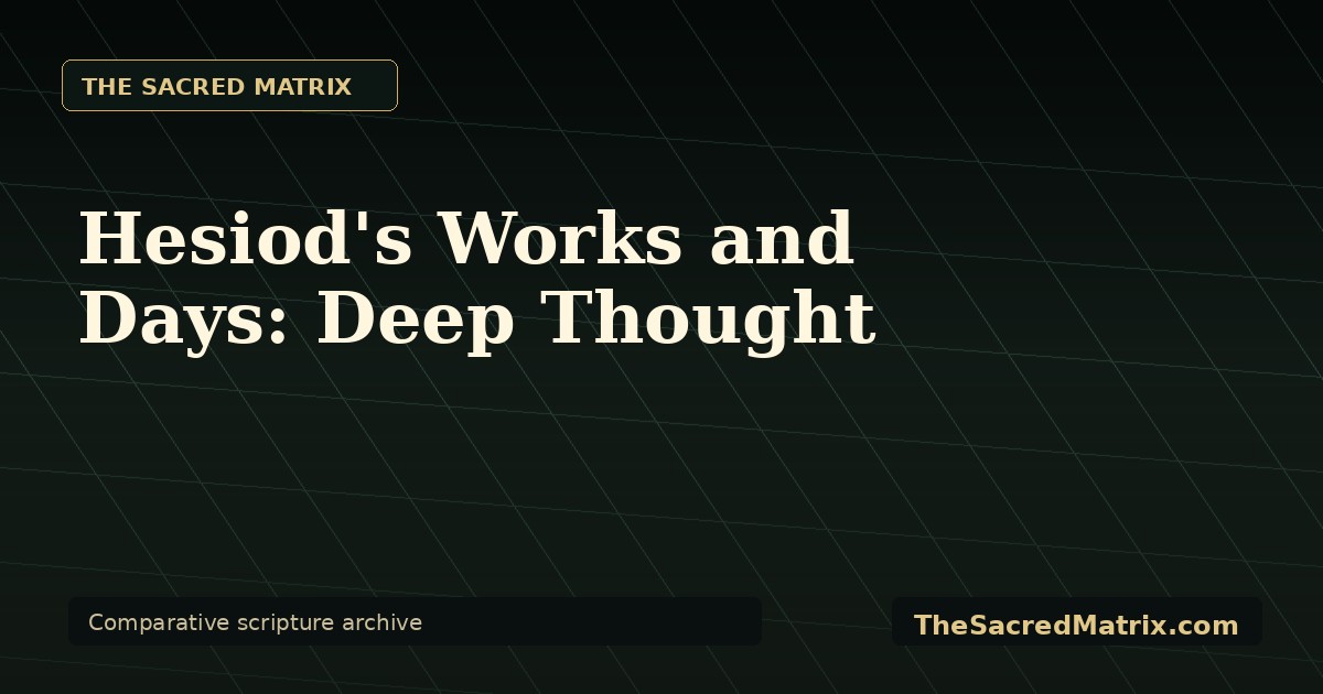 Hesiod's Works and Days: Deep Thought share image with The Sacred Matrix watermark.