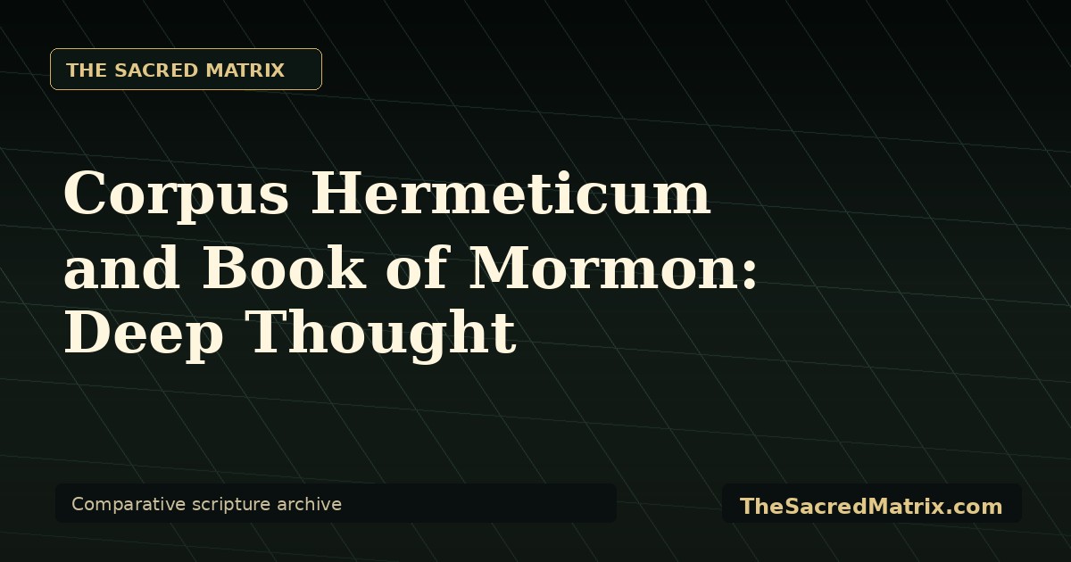 Corpus Hermeticum and Book of Mormon: Deep Thought share image with The Sacred Matrix watermark.