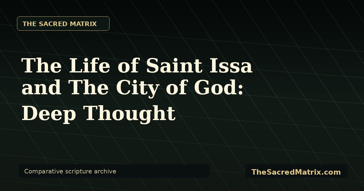 The Life of Saint Issa and The City of God: Deep Thought share image with The Sacred Matrix watermark.
