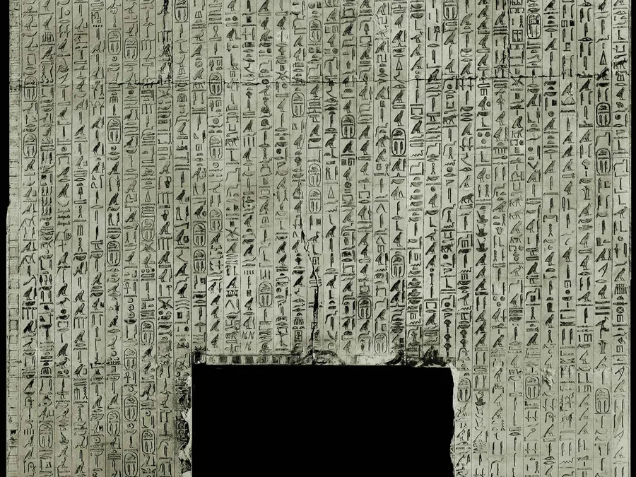 Hieroglyphic Pyramid Texts inscription plate for utterances in the 277 to 301 range.