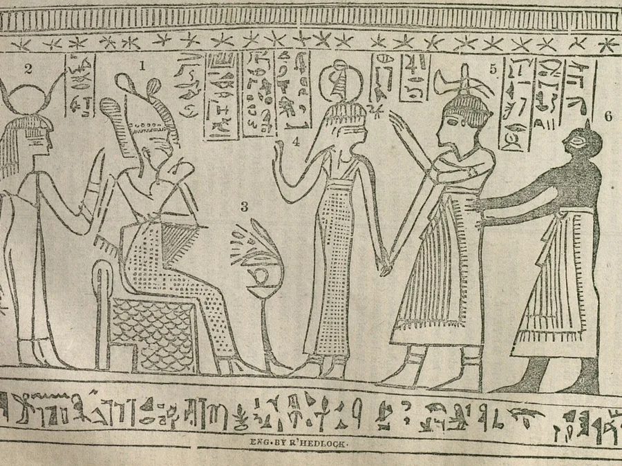 Public-domain Book of Abraham Facsimile 3 image from Times and Seasons 1842.
