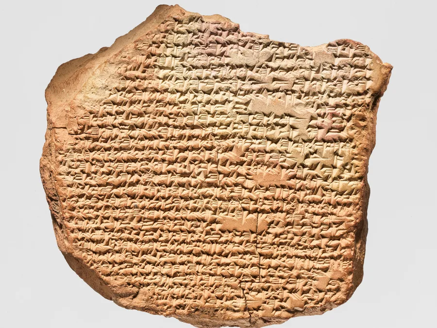Babylonian cuneiform clay tablet containing a hymn to Marduk.