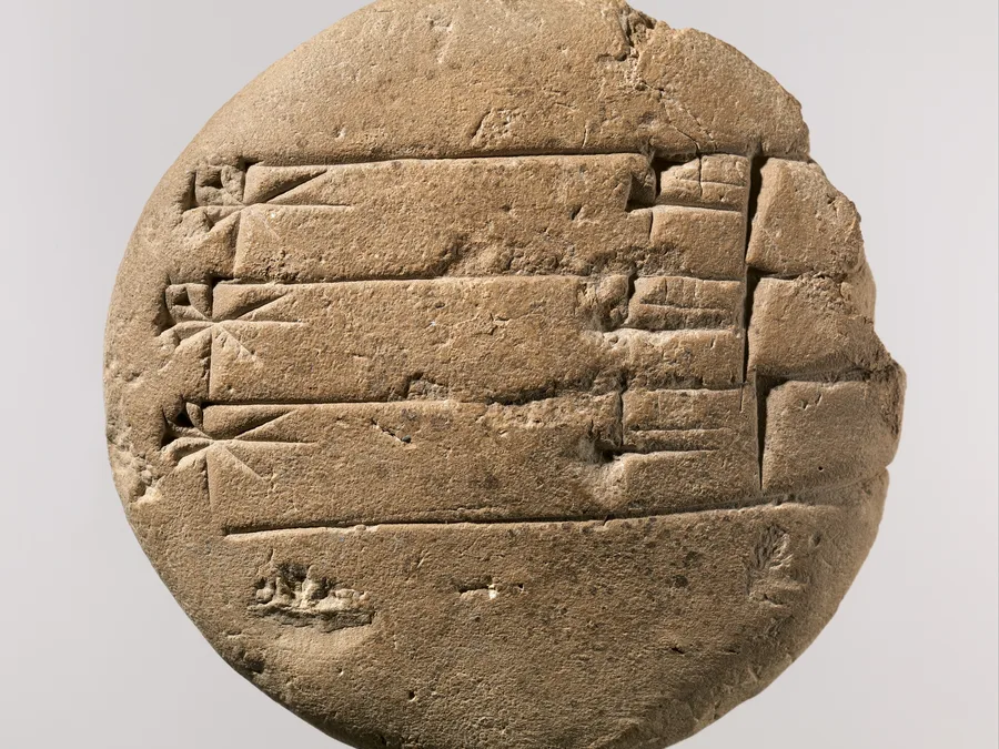 Old Babylonian cuneiform clay student exercise tablet.