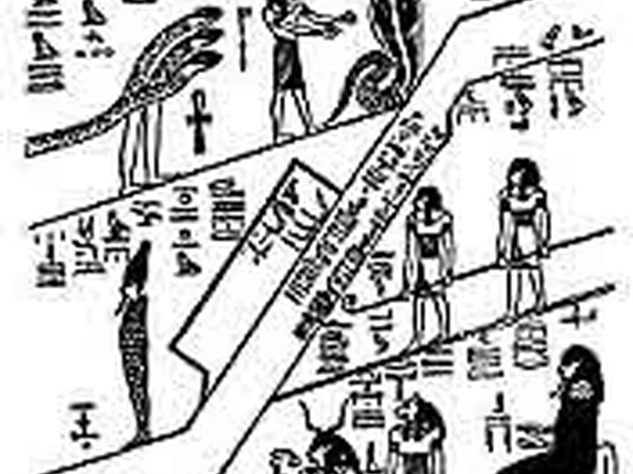 Book Am-Tuat source plate 07100 with Egyptian underworld imagery and hieroglyphic text.
