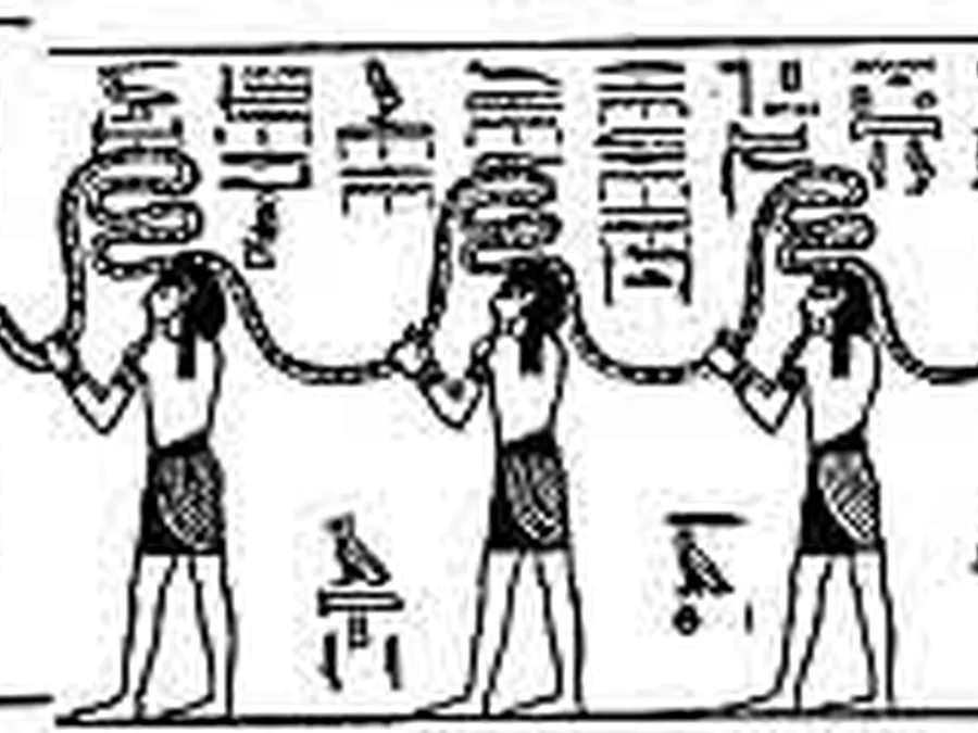 Book Am-Tuat source plate 23502 with Egyptian underworld imagery and hieroglyphic text.