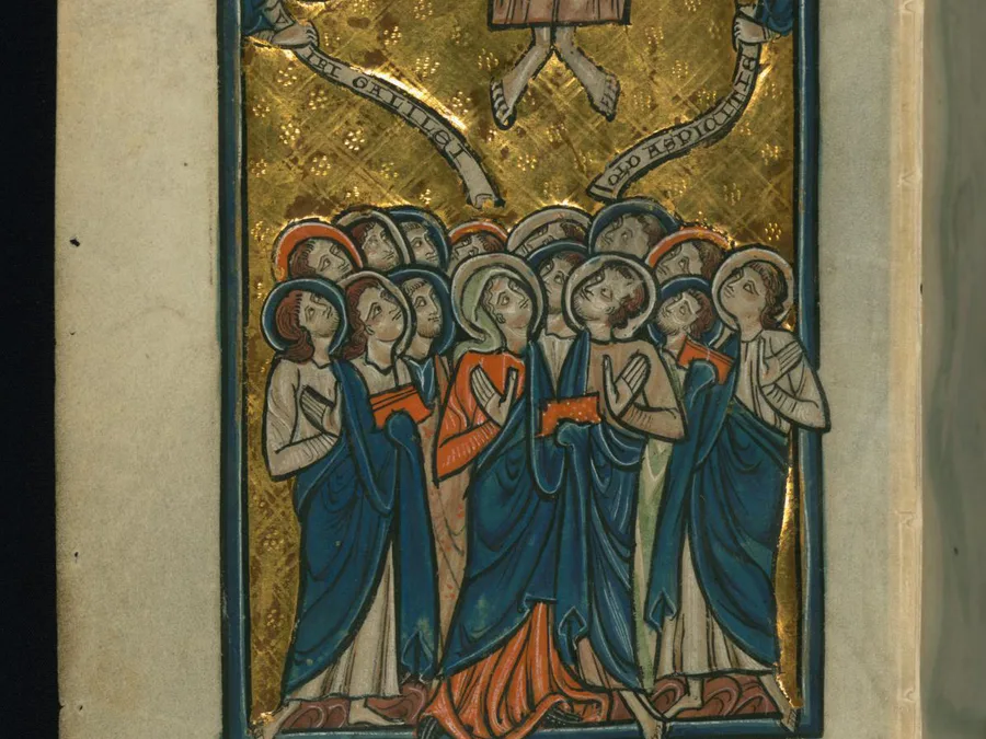 Medieval illumination of the Ascension of Christ.